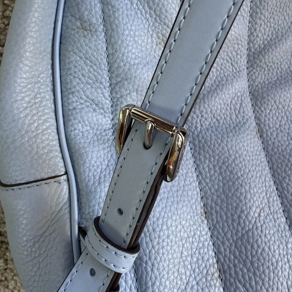 Michael Kors Backpack Womens Small Light Blue Leather Studded Zip Adjustable